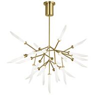 Tech Spur 25 Light 2700K LED Multi Tier Chandelier in Aged Brass and Frost