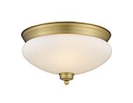 Z-Lite Amon 2-Light Flush Mount Ceiling Light In Heritage Brass