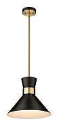 Z-Lite Soriano 1-Light Pendant Light In Matte Black With Heritage Brass