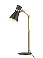Z-Lite Soriano 1-Light Table Lamp Light In Matte Black With Heritage Brass