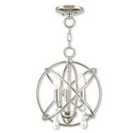 Aria 3-Light Mini Chandelier with Ceiling Mount in Polished Nickel