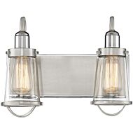 Savoy House Lansing 2 Light Bathroom Vanity Light in Satin Nickel with Polished Nickel Accents