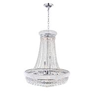 CWI Empire 19 Light Down Chandelier With Chrome Finish