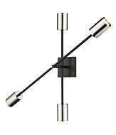 Z-Lite Calumet 4-Light Wall Sconce In Mate Black With Polished Nickel