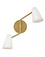 Birdie 2-Light LED Wall Sconce in Lacquered Brass with Matte White accents