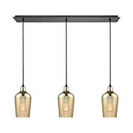 Hammered Glass 3-Light Pendant in Oil Rubbed Bronze