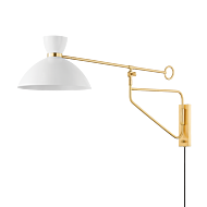 Cranbrook 1-Light Portable Wall Sconce in Aged Brass With Soft White
