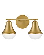 Haddie 2-Light LED Bathroom Vanity Light in Lacquered Brass