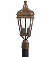 The Great Outdoors Harrison 3 Light 20 Inch Outdoor Post Light in Vintage Rust