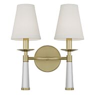Crystorama Baxter 2 Light 15 Inch Wall Sconce in Aged Brass with Glass Finials Crystals
