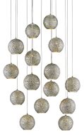 Giro 15-Light 15 Light Pendant in Painted Silver with Nickel with Blue