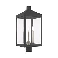 Nyack 3-Light Post-Top Lanterm in Scandinavian Gray w with Brushed Nickels