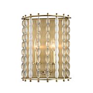 Hudson Valley Whitestone 2 Light 14 Inch Wall Sconce in Aged Brass
