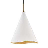 Hudson Valley Martini Pendant Light in Gold Leaf and White