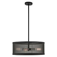 Industro 4-Light Chandelier in Black w with Brushed Nickels