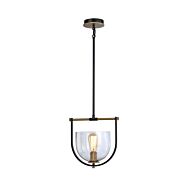 Cheshire Collection 1-Light Pendant in Black and Brass