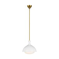 Lucerne 1-Light Pendant in Matte White with Burnished Brass