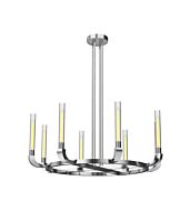 Alora Flute 8 Light Chandelier in Polished Nickel And Clear Ribbed Glass