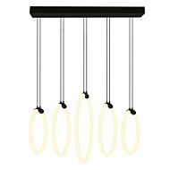 CWI Hoops 5 Light LED Chandelier With Black Finish