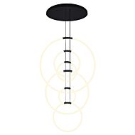 CWI Hoops 6 Light LED Chandelier With Black Finish