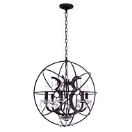 CWI Campechia 6 Light Up Chandelier With Brown Finish