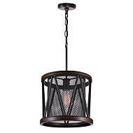CWI Parsh 1 Light Drum Shade Mini Chandelier With Pewter Finish