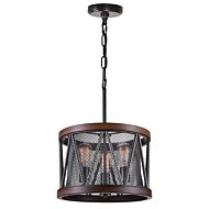 CWI Parsh 3 Light Drum Shade Chandelier With Pewter Finish