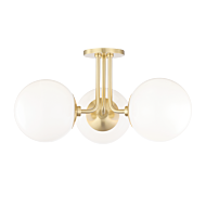 Mitzi Stella 3-Light Semi Flush in Aged Brass