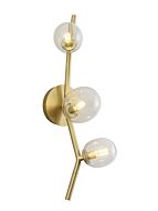 Hampton 3-Light Wall Sconce in Brushed Brass With Clear Glass
