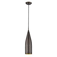Prism 1-Light Oil-Rubbed Bronze Pendant With Antique Gold Interior Shade And Glass Studding