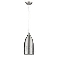 Prism 1-Light Satin Nickel Pendant With White Interior Shade And Glass Studding