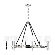 Katie 8 Light Chandelier in Polished Nickel And Black Leather by Ralph Lauren