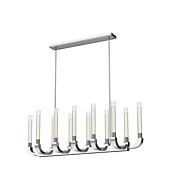 Alora Flute 12 Light Linear Pendant in Polished Nickel And Clear Ribbed Glass