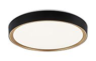 Alamus 1-Light LED Ceiling Mount in Aged Gold Brass with Matte Black