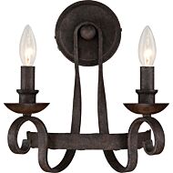 Quoizel Noble 2 Light 14 Inch Wall Sconce in Rustic Black