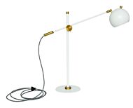 House of Troy Orwell 28 Inch Table Lamp in White with Weathered Brass Accents