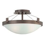 George Kovacs Suspended 3 Light 17 Inch Ceiling Light in Copper Bronze Patina