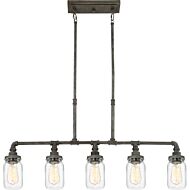 Quoizel Squire 5 Light Linear Pendant Light in Rustic Black
