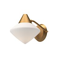 Nora 1-Light Bathroom Vanity Light in Aged Gold with Opal Glass