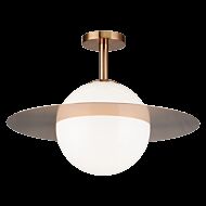 Matteo Saturn 1 Light Ceiling Light In Aged Gold Brass With Opal Glass