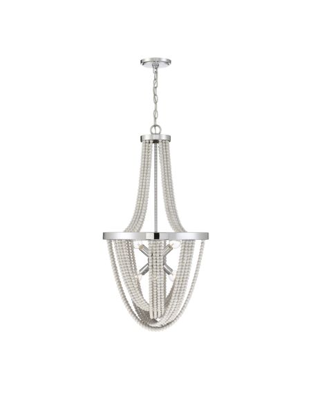Contessa 6-Light Chandelier in Polished Chrome with Wooden Beads