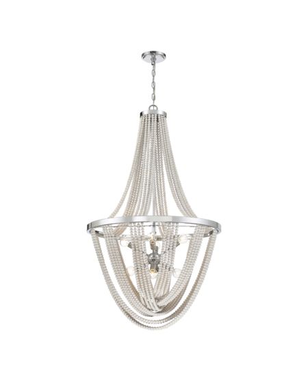 Contessa 8-Light Chandelier in Polished Chrome with Wooden Beads