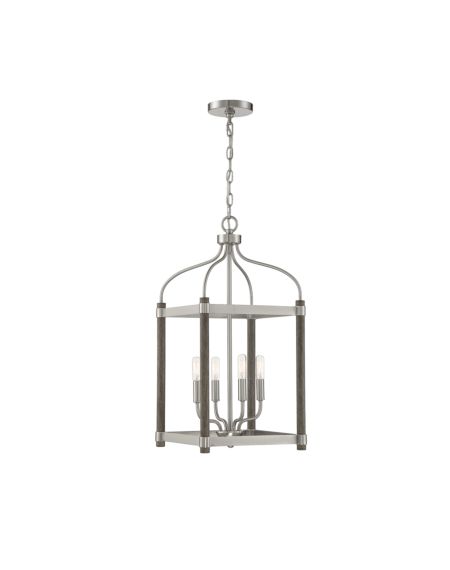 Eagen 4-Light Pendant in Graywood with Pewter Accents