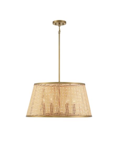 Astoria 6-Light Pendant in Natural with Burnished Brass