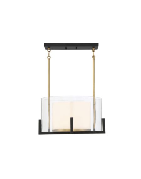 Eaton 1-Light Pendant in Matte Black with Warm Brass Accents
