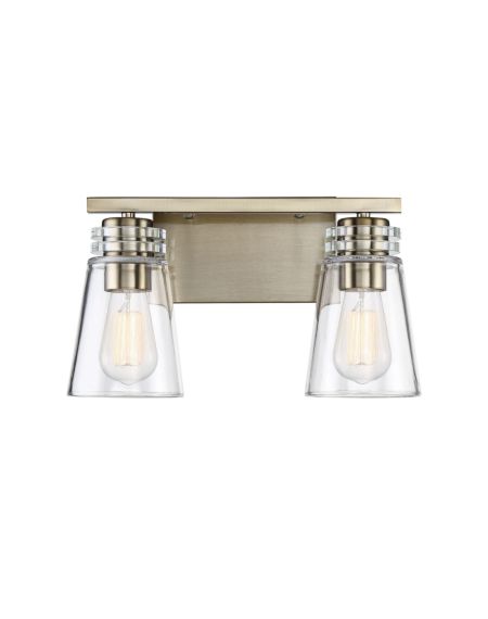 Brannon 2-Light Bathroom Vanity Light in Noble Brass