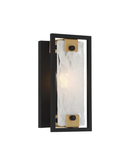Hayward 1-Light Wall Sconce in Matte Black with Warm Brass Accents