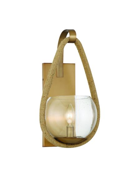 Ashe 1-Light Wall Sconce in Warm Brass and Rope