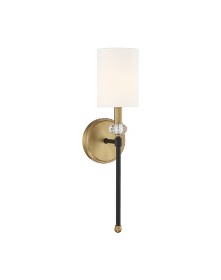 Tivoli 1-Light Wall Sconce in Matte Black with Warm Brass Accents