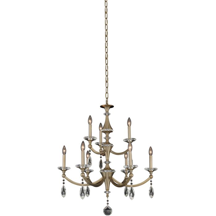 Allegri Floridia 9 Light Modern Chandelier in Matte Brushed Champagne Gold